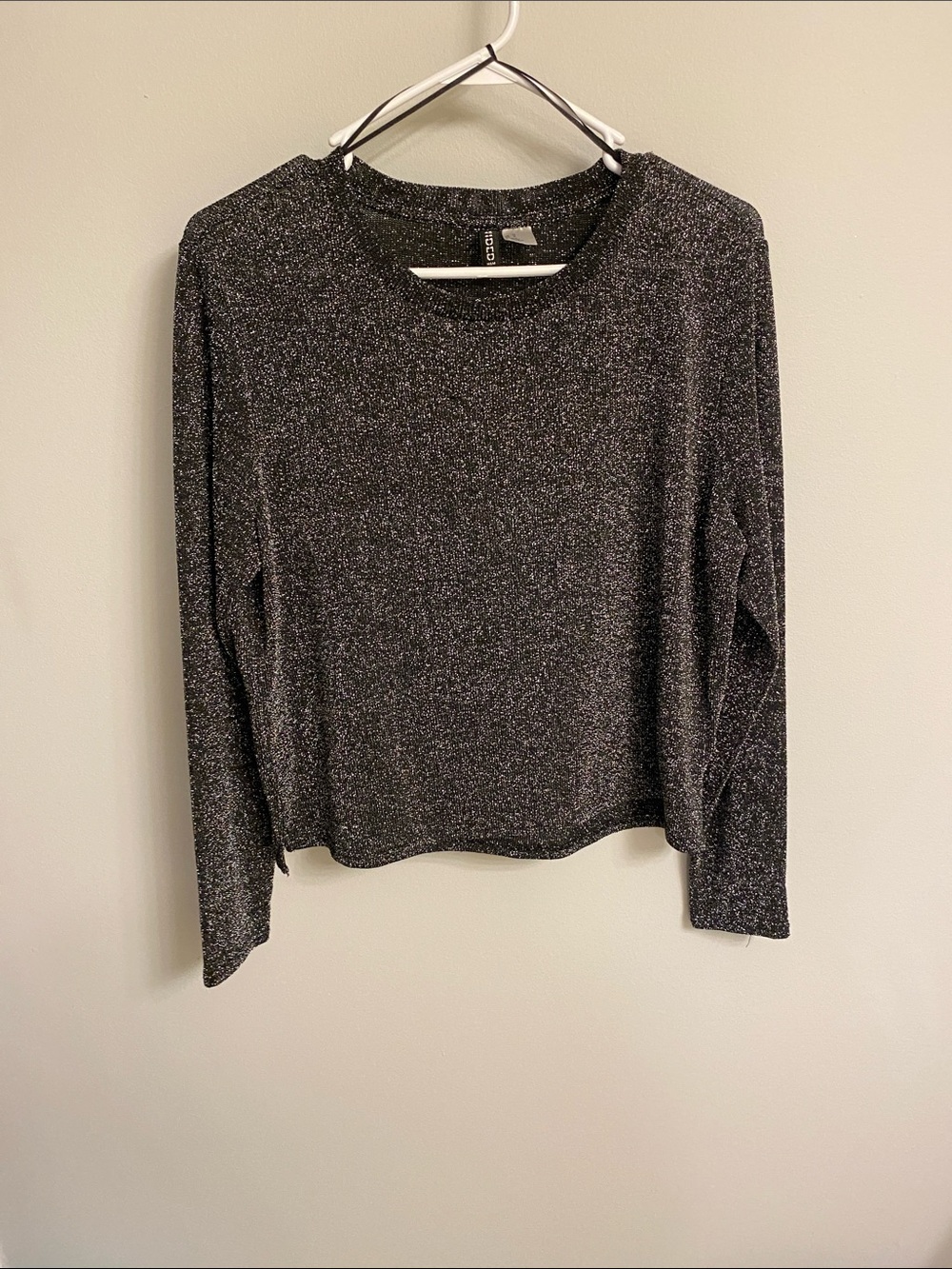H&M Black Silver Metallic Long Sleeve Tee